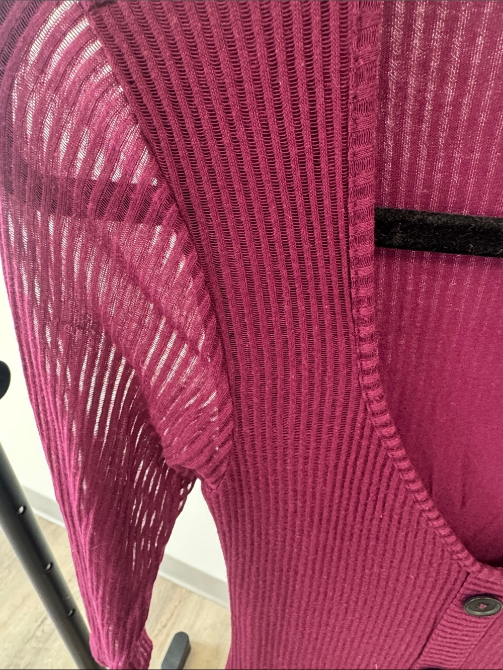 Express Plum Ribbed Button-Front Midi Dress - Picture 3 of 4